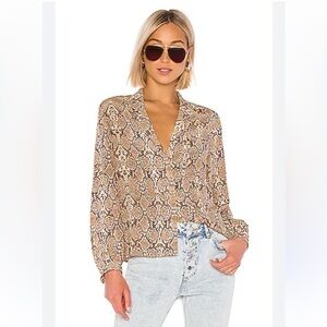 Anine bing revolve Lilah silk blouse in python quiet luxury classy old money